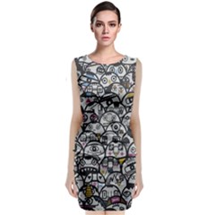 Alien Crowd Pattern Classic Sleeveless Midi Dress