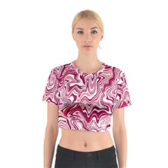 Pink Marble Pattern Cotton Crop Top