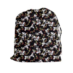 Dark Chinoiserie Floral Collage Pattern Drawstring Pouches (xxl) by dflcprints