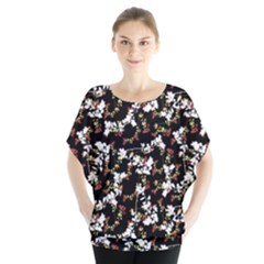 Dark Chinoiserie Floral Collage Pattern Blouse