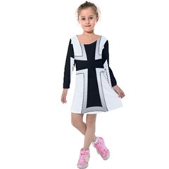 Cross Of The Teutonic Order Kids  Long Sleeve Velvet Dress