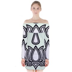 Ayyavazhi Symbol Long Sleeve Off Shoulder Dress