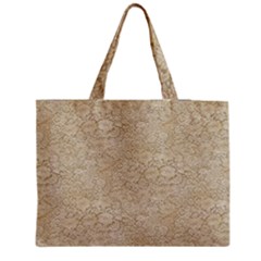 Old Floral Crochet Lace Pattern Beige Bleached Medium Tote Bag by EDDArt