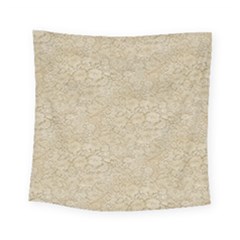 Old Floral Crochet Lace Pattern Beige Bleached Square Tapestry (small) by EDDArt