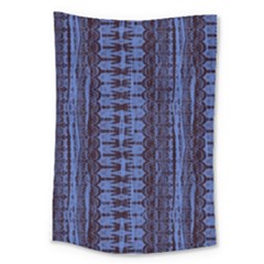 Wrinkly Batik Pattern   Blue Black Large Tapestry