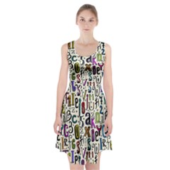 Colorful Retro Style Letters Numbers Stars Racerback Midi Dress by EDDArt