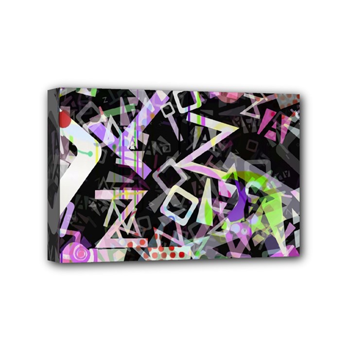 Chaos With Letters Black Multicolored Mini Canvas 6  x 4 