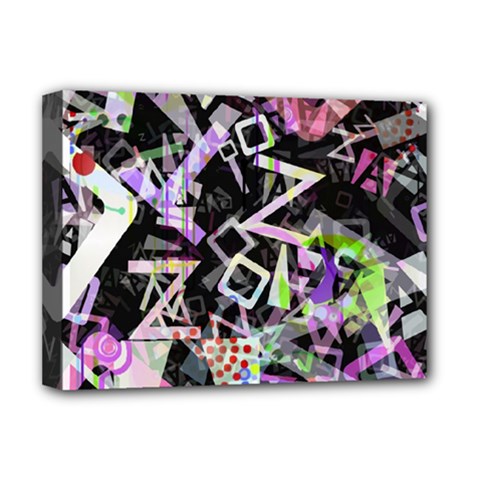 Chaos With Letters Black Multicolored Deluxe Canvas 16  X 12   by EDDArt