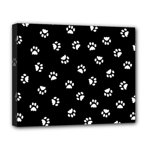 Footprints Cat White Black Deluxe Canvas 20  X 16   by EDDArt