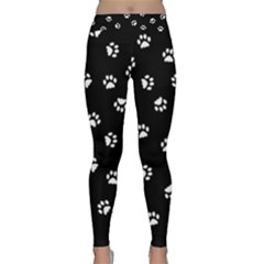 Footprints Cat White Black Classic Yoga Leggings