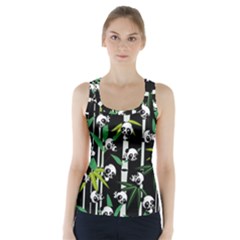 Satisfied And Happy Panda Babies On Bamboo Racer Back Sports Top by EDDArt