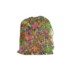 Multicolored Retro Spots Polka Dots Pattern Drawstring Pouches (medium) 