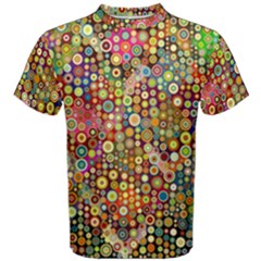 Multicolored Retro Spots Polka Dots Pattern Men s Cotton Tee by EDDArt