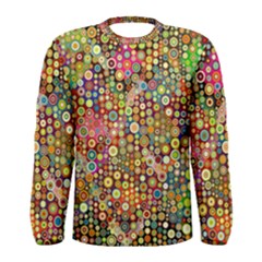 Multicolored Retro Spots Polka Dots Pattern Men s Long Sleeve Tee by EDDArt