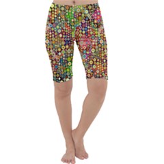 Multicolored Retro Spots Polka Dots Pattern Cropped Leggings  by EDDArt