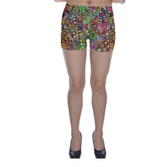 Multicolored Retro Spots Polka Dots Pattern Skinny Shorts by EDDArt