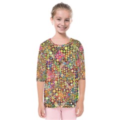 Multicolored Retro Spots Polka Dots Pattern Kids  Quarter Sleeve Raglan Tee