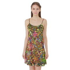 Multicolored Retro Spots Polka Dots Pattern Satin Night Slip by EDDArt