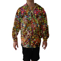 Multicolored Retro Spots Polka Dots Pattern Hooded Wind Breaker (kids) by EDDArt