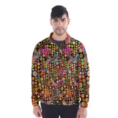 Multicolored Retro Spots Polka Dots Pattern Wind Breaker (men) by EDDArt