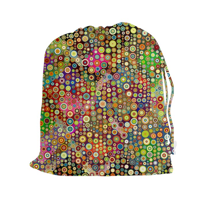 Multicolored Retro Spots Polka Dots Pattern Drawstring Pouches (XXL)