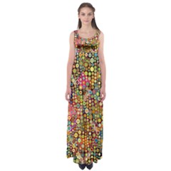 Multicolored Retro Spots Polka Dots Pattern Empire Waist Maxi Dress