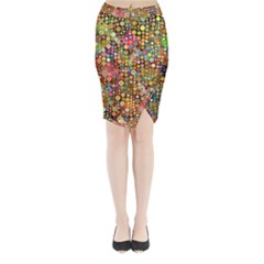 Multicolored Retro Spots Polka Dots Pattern Midi Wrap Pencil Skirt