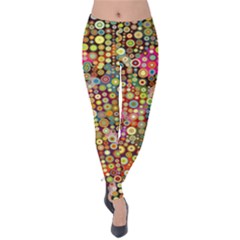Multicolored Retro Spots Polka Dots Pattern Velvet Leggings