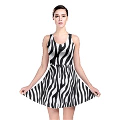 Zebra Stripes Pattern Traditional Colors Black White Reversible Skater Dress by EDDArt