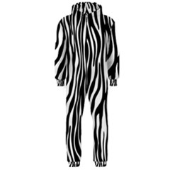 Zebra Stripes Pattern Traditional Colors Black White Hooded Jumpsuit (Men) 