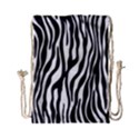 Zebra Stripes Pattern Traditional Colors Black White Drawstring Bag (Small) View1