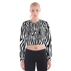 Zebra Stripes Pattern Traditional Colors Black White Cropped Sweatshirt