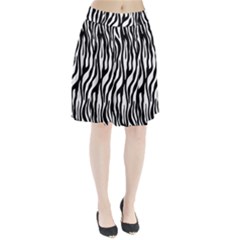 Zebra Stripes Pattern Traditional Colors Black White Pleated Skirt