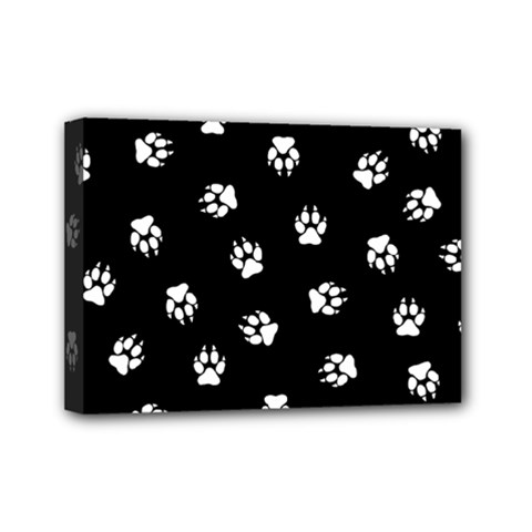 Footprints Dog White Black Mini Canvas 7  X 5  by EDDArt