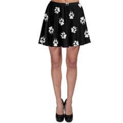 Footprints Dog White Black Skater Skirt by EDDArt