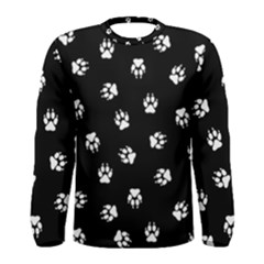 Footprints Dog White Black Men s Long Sleeve Tee by EDDArt