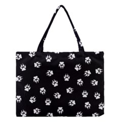 Footprints Dog White Black Medium Tote Bag by EDDArt