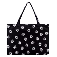 Footprints Dog White Black Medium Zipper Tote Bag by EDDArt