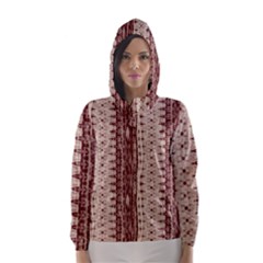 Wrinkly Batik Pattern Brown Beige Hooded Wind Breaker (women) by EDDArt