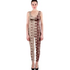 Wrinkly Batik Pattern Brown Beige Onepiece Catsuit by EDDArt