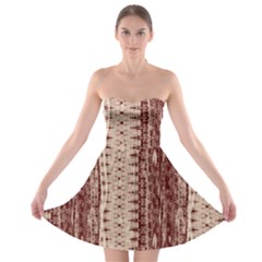 Wrinkly Batik Pattern Brown Beige Strapless Bra Top Dress by EDDArt