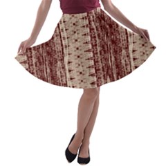 Wrinkly Batik Pattern Brown Beige A-line Skater Skirt