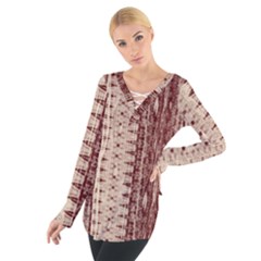 Wrinkly Batik Pattern Brown Beige Women s Tie Up Tee by EDDArt