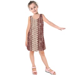 Wrinkly Batik Pattern Brown Beige Kids  Sleeveless Dress by EDDArt