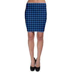 Lumberjack Fabric Pattern Blue Black Bodycon Skirt by EDDArt