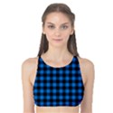 Lumberjack Fabric Pattern Blue Black Tank Bikini Top View1