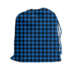 Lumberjack Fabric Pattern Blue Black Drawstring Pouches (xxl) by EDDArt