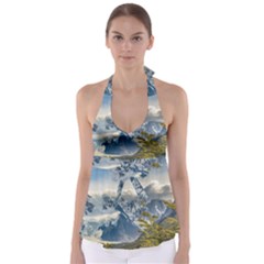 Snowy Andes Mountains, El Chalten Argentina Babydoll Tankini Top by dflcprints