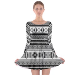 Pattern Long Sleeve Skater Dress by Valentinaart