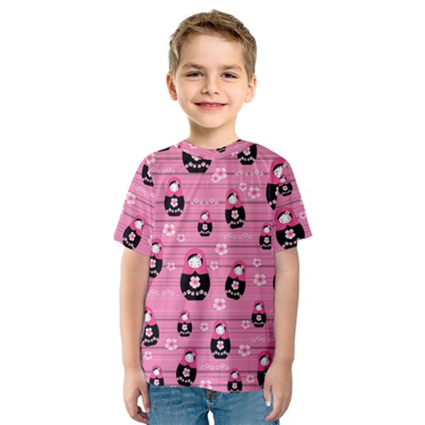 Matryoshka Doll Pattern Kids  Sport Mesh Tee by Valentinaart